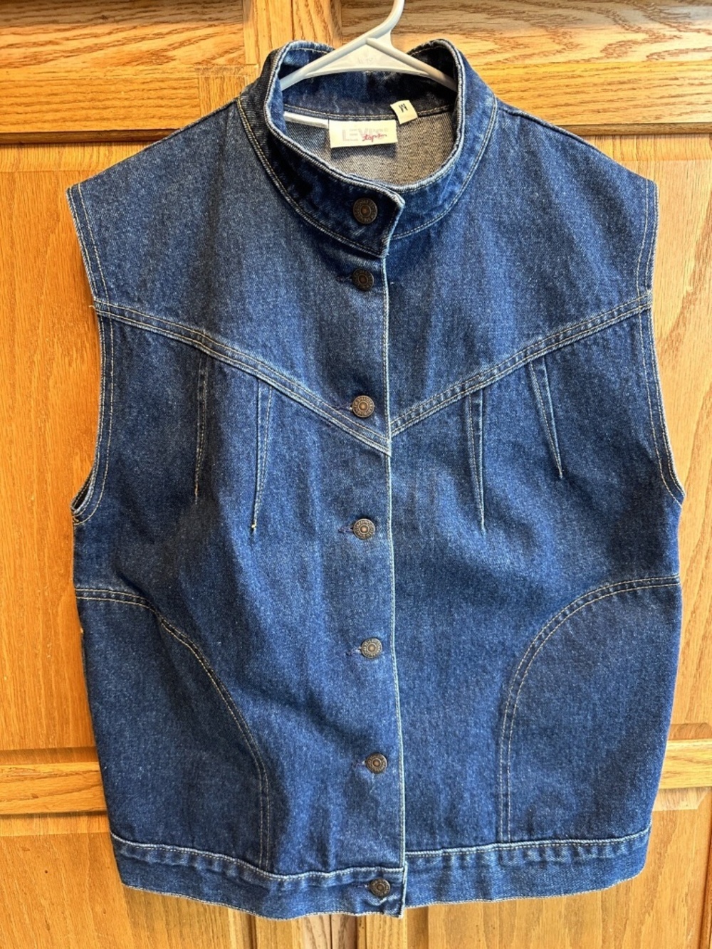 USA Levis Tops VTG 1980s Women's M Blue Jean Denim Moto Vest Jacket Button Front